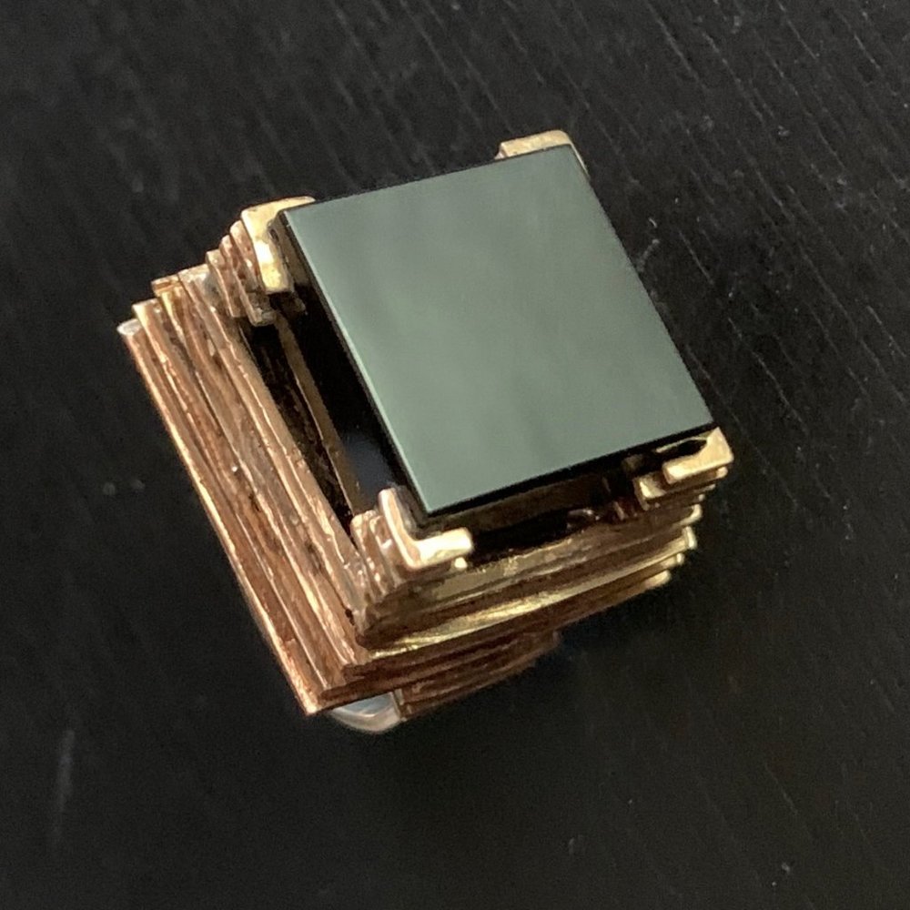 14K Onyx Mid-century Ring Sz 6 | 14g